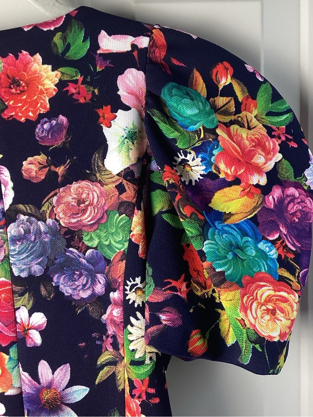 Gracia Floral Puff-Sleeve Top - Black with Multicolor Blooms - Picture 7 of 8